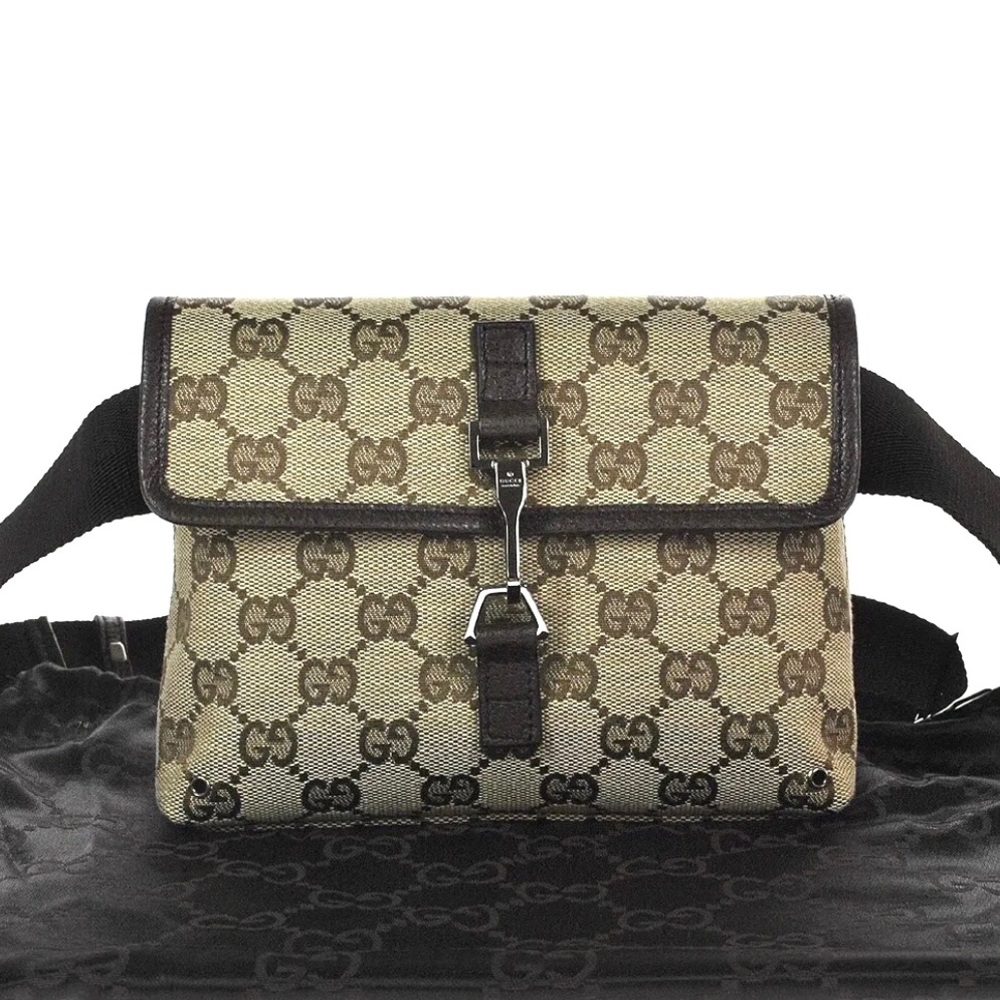 Authentic Gucci brown monogram canvas waist bag fanny pack bum bag